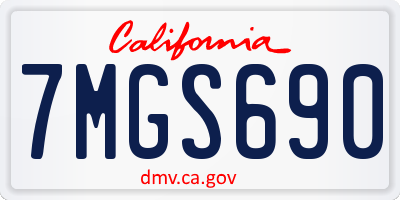 CA license plate 7MGS690