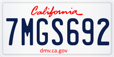 CA license plate 7MGS692