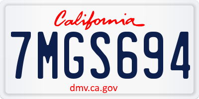 CA license plate 7MGS694