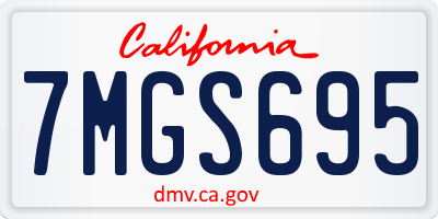 CA license plate 7MGS695