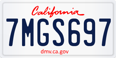 CA license plate 7MGS697