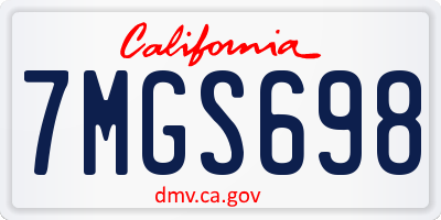 CA license plate 7MGS698
