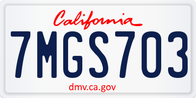 CA license plate 7MGS703