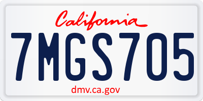 CA license plate 7MGS705