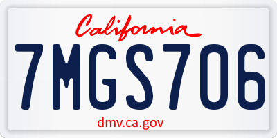 CA license plate 7MGS706