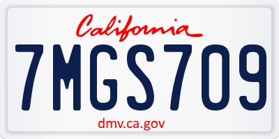 CA license plate 7MGS709