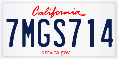 CA license plate 7MGS714