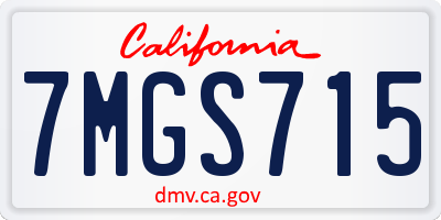CA license plate 7MGS715
