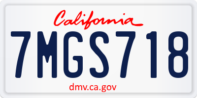 CA license plate 7MGS718
