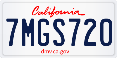 CA license plate 7MGS720