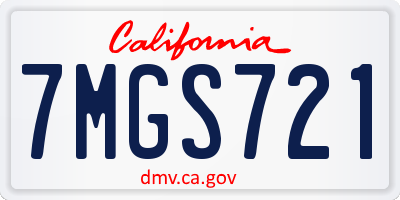 CA license plate 7MGS721