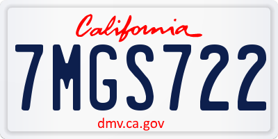 CA license plate 7MGS722