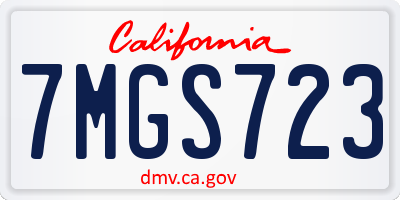 CA license plate 7MGS723