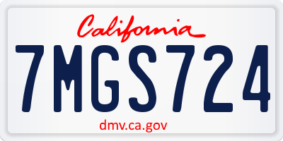 CA license plate 7MGS724