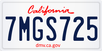 CA license plate 7MGS725