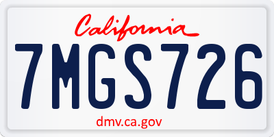 CA license plate 7MGS726