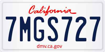 CA license plate 7MGS727