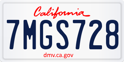 CA license plate 7MGS728