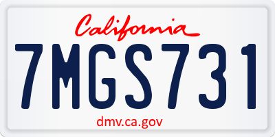 CA license plate 7MGS731