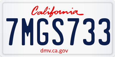 CA license plate 7MGS733