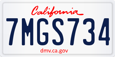 CA license plate 7MGS734