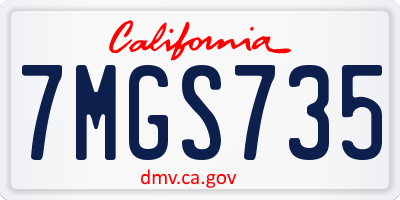 CA license plate 7MGS735