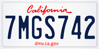 CA license plate 7MGS742