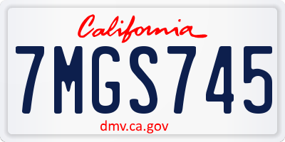 CA license plate 7MGS745