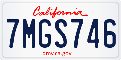 CA license plate 7MGS746