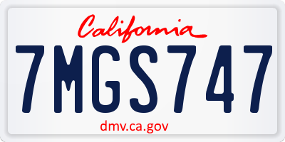CA license plate 7MGS747