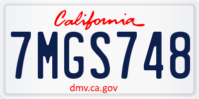 CA license plate 7MGS748