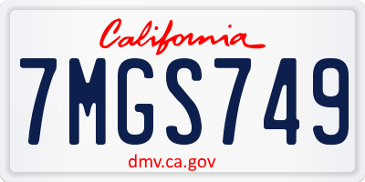 CA license plate 7MGS749