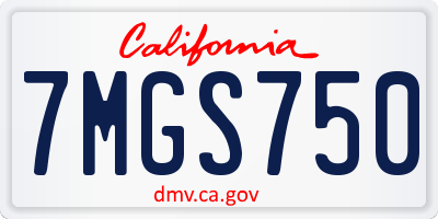 CA license plate 7MGS750