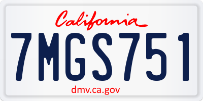 CA license plate 7MGS751