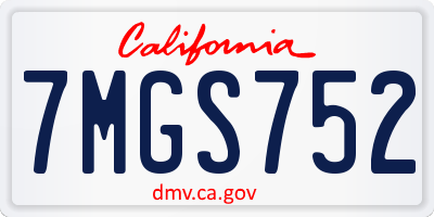 CA license plate 7MGS752