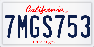 CA license plate 7MGS753