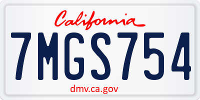 CA license plate 7MGS754
