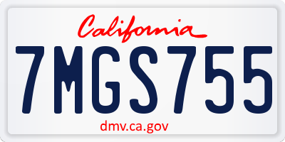 CA license plate 7MGS755