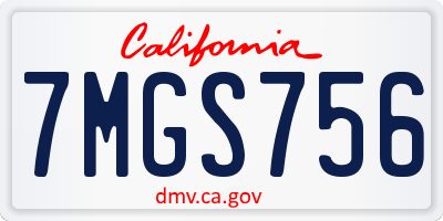 CA license plate 7MGS756