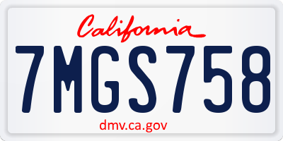 CA license plate 7MGS758