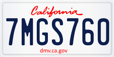 CA license plate 7MGS760