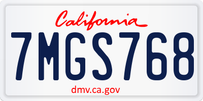 CA license plate 7MGS768