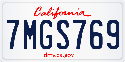 CA license plate 7MGS769