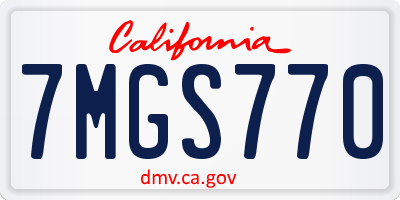 CA license plate 7MGS770