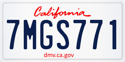 CA license plate 7MGS771