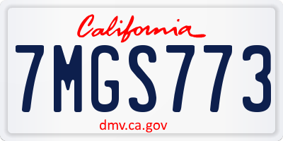 CA license plate 7MGS773