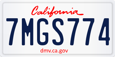 CA license plate 7MGS774