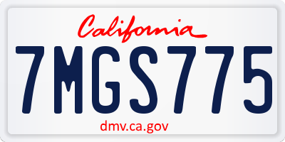 CA license plate 7MGS775