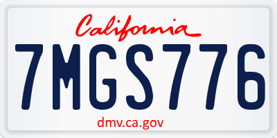 CA license plate 7MGS776