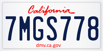 CA license plate 7MGS778
